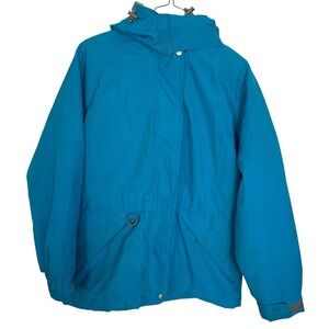 Endurance Blue Insulated Winter Jacket Womens Medium Zip Front Coat hood‎ snap